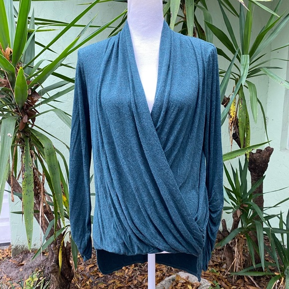 Max Studio Green Wrap Top - Picture 6 of 8